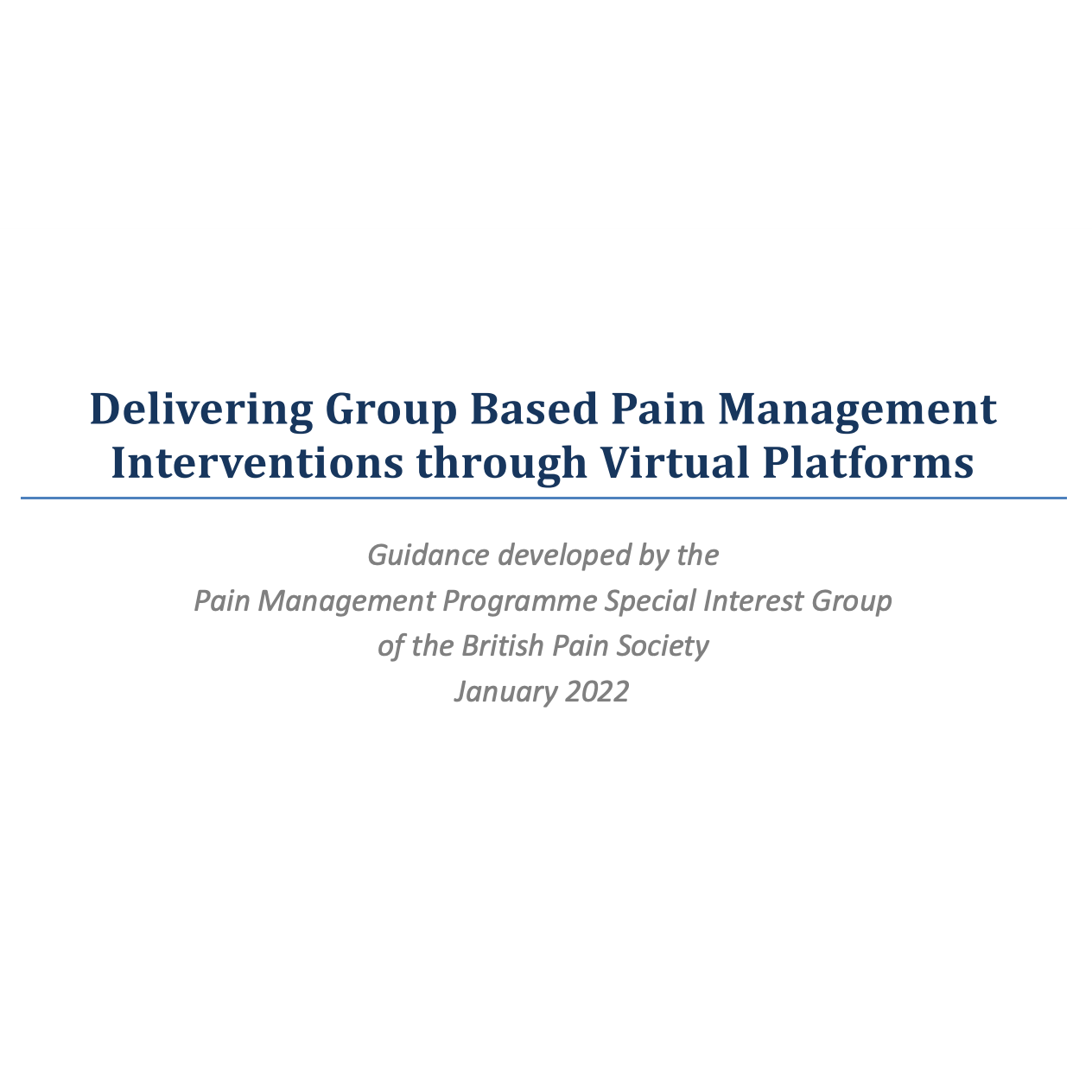 Delivering Group Based Pain Management Interventions through Virtual Platforms